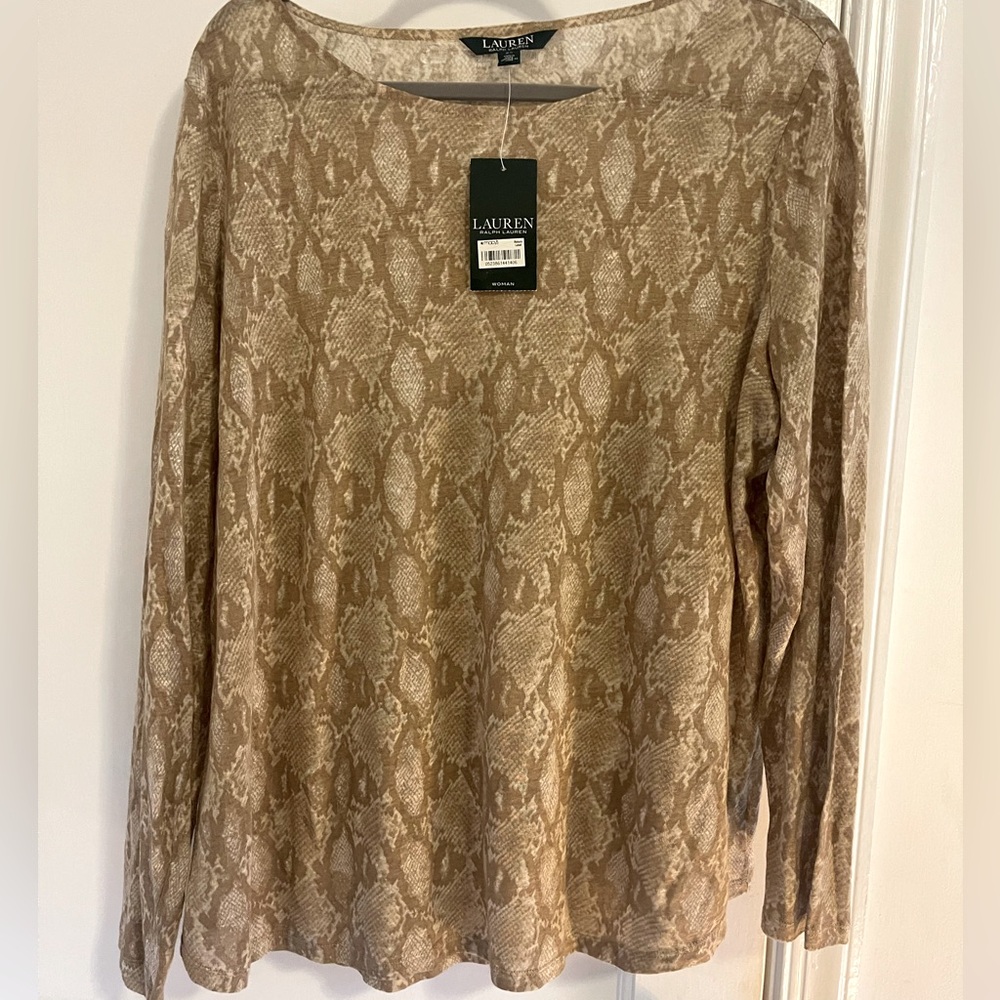 Lauren Ralph Lauren New with Tags- Linen Sweater- python print Women’s 2x